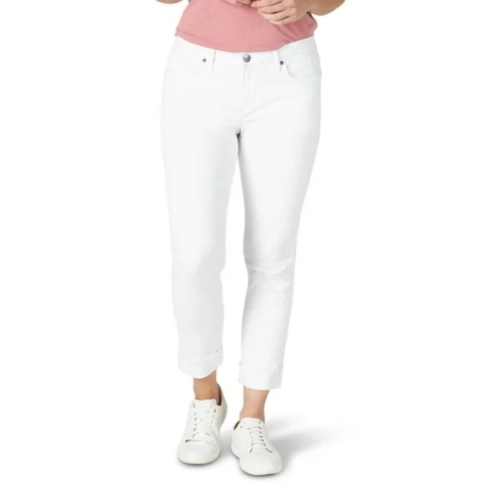 NWOT Riders by Lee Indigo Fringe Cuff Boyfriend Cropped Jeans 8